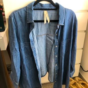 Liverpool Denim Button-Down Top